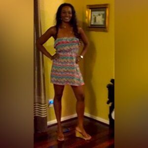 Multi Color Tube Top Mini Summer Dress